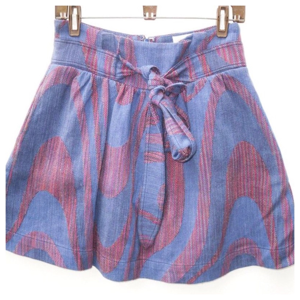 Anthropologie Blue and Pink Mini Skirt